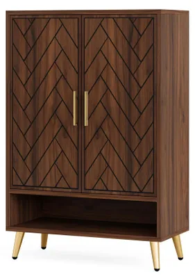 Produktbild von Schuhschrank aus Holz - 6-stöckiges Schuhregal mit Türen - Verstellbare Einlegeböden - Für Flur und Wohnzimmer - Antiker Retro-Stil - Walnuss