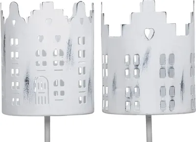 Produktbild von Kerzenhalter 2er Set Metall Kerzen-Stecker weiß Ø 8 x 10 cm