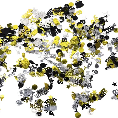 Produktbild von Oblique Unique Konfetti 50. Geburtstag Jubiläum Zahl 50 Happy Birthday Mix als Tisch Deko Streudeko - schwarz gold silber