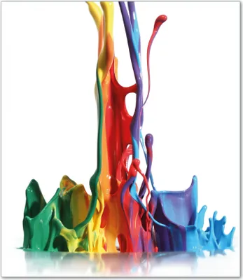 Produktbild von Wallario Herdabdeckplatte aus Glas, Größe 52 x 60 cm 1-teilig, Motiv Farbklecks von links - Bunte Farben auf Abwegen