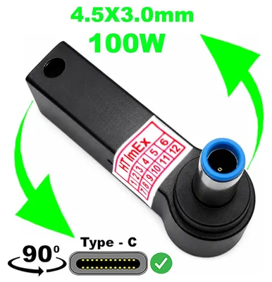 Produktbild von DC 4.5×3.0mm auf USB-C Typ C Buchse Netzteil Adapter kompatibel für HP Notebook