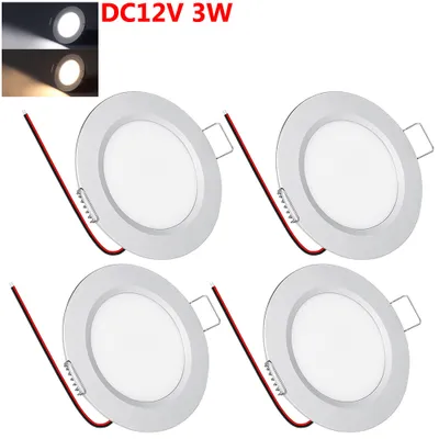 Produktbild von 4x DC 12V LED reflektor zapuštěný reflektor pro obytný automobil LED spot stmívatelný, ploché LED stropní spoty, 3W 15LED stropní spoty pro RV loď karavan skříň, teplá bílá
