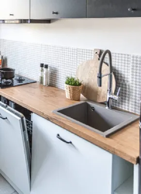 Produktbild von BADLAND Spülbecken Granitspüle Einzelbecken Chichi 48x39 Grau | Siphon im SET!