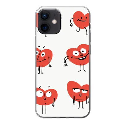 Produktbild von MuchoWow® Handyhülle Schutzhülle Hülle für iPhone 12 Eine Illustration von neun Herzen mit Emotionen Silikon Softcase Handy Hülle - Schutzhülle
