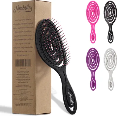 Produktbild von Ninabella Haarbürste ohne Ziepen für Damen Herren & Kinder - Entwirrbürste auch für Locken & Lange Haare - Einzigartige Profi Detangler Bürste mit