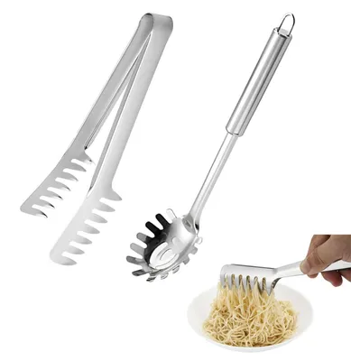 Pastabesteck-Set, 2-tlg., Edelstahl, Spaghettizange und -löffel