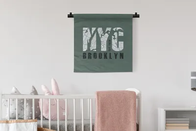 Produktbild von MuchoWow® Wandteppich Wandbehang New York - Grün - Karte 60x60 cm Tapisserie Dekoration Wandtuch - Dekorationen - Wand Decke