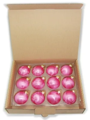 Produktbild von JACK 12x Glas Eislack Christbaumkugeln 6cm Thüringer Weihnachtskugeln Kugeln, Farbe:Pink Eislack