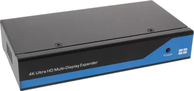 Produktbild von InLine Displayport zu HDMI 2x2 Videowand Splitter, 1 Eingang auf 4 Ausgänge, 4K, DisplayPort, 4x HDMI, Schwarz, Blau, 1080p, 3840 x 2160 Pixel, 506 g