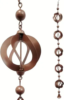 Obrázek produktu pro Kovový řetěz na dešťovou vodu do okapu, 108 cm, dešťová hračka, závěsná dešťová hračka, zahradní dekorace, řetěz na zachycování dešťové vody, retro větrná hračka