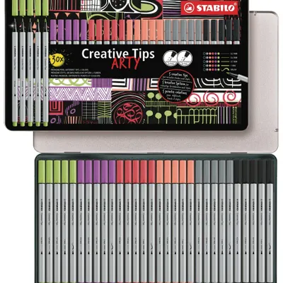 Productafbeelding van STABILO 89/30-6-2-20 STABILO ARTY PASTEL, viltstiften, verschillende kleuren, 30 stuks.