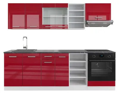 Produktbild von Küchenzeile Vicco R-Line Rot Hochglanz/Weiß 240 cm , AP Anthrazit, Model 42746