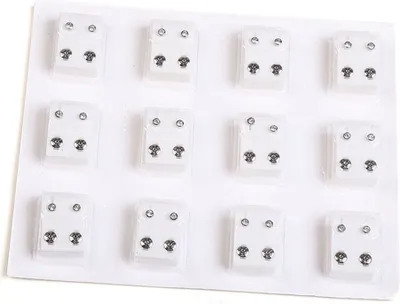 Produktbild von 12 Paar Metall-Ohrstecker für Piercing-Maschine, Ohrpiercing-Werkzeug-Set-Weiß