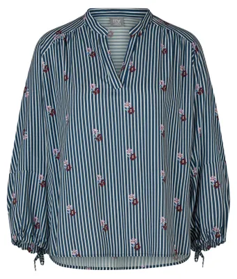 Produktbild von Rabe Damen Schlupfbluse mit Stehkragen und V-Ausschnitt, Dunkelblau, Größe 42