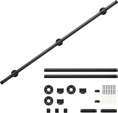 Produktbild von Clanmacy Handlauf Verzinktes Stahlrohr Geländer Pulverbeschichtung Schutzbügel Treppe Innen und Außen Schwarz 150cm