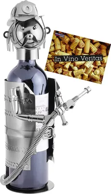 Image de Brubaker Porte-bouteilles Pompier en métal Sculpture avec carte cadeau