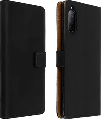 Produktbild von Avizar, Sony Xperia 10 II Cover aus Kunstleder mit Standfunktion, Schwarz