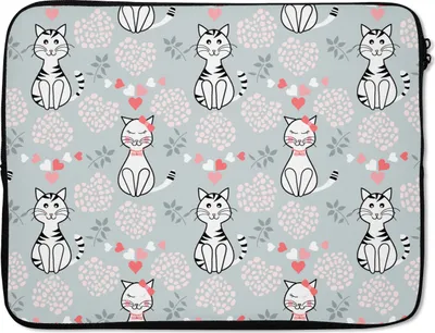 Produktbild von MuchoWow® Laptop Hülle 15 Zoll Muster - Katze - Herz - Mädchen - Kinder - Mädchen Laptoptasche - Laptoptasche - Sleeve - Rundum-Schutz