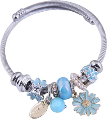Produktbild von Armband Florais - blau - Armband mit Anhängern