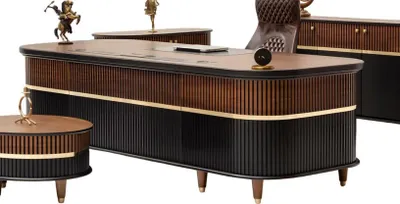 Produktbild von Braun Schreibtisch Designer Arbeitstisch Robust Arbeitszimmermöbel Büro Tisch