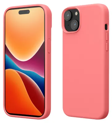 Produktbild von kwmobile Handyhülle für iPhone 15 Hülle, für iPhone 15 Case - Hülle Silikon - kabelloses Laden - Pastell Koralle