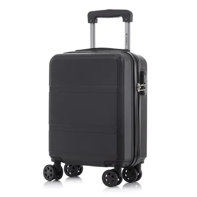 Produktbild von Koffer Trolley Reisekoffer Suitcase, Rollkoffer Handgepäck ,mit 4 Rollen360°, Hartschalenreisekoffer, Zahlenschloss, Weicher Gummigriff (S,Schwarz)