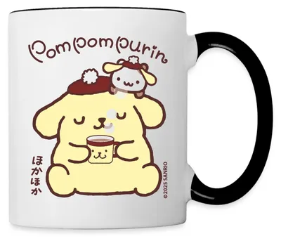 Produktbild von Spreadshirt Pompompurin Trinkt Kaffee Mit Muffin Tasse Zweifarbig, One size, Weiß/Schwarz