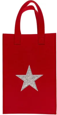 Produktbild von Rote Geschenktasche aus Filz mit Glitzermotiv Geschenktüte