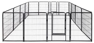 Productafbeelding van QEENTOE Puppyren, 16-delig, inklapbaar metalen afrastering, 65x80 cm, groot dierenverblijf met deur en vergrendeling voor honden, katten en kleine dieren