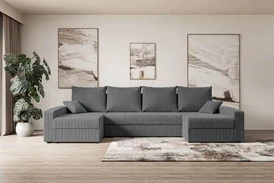 Produktbild von ALTDECOR Ecksofa mit Schlaffunktion und Bettkasten Corner Sofa Eckcouch Couch U-Form universal, links/rechts angeordnet Schlafcouch Ausziehbar Wohnlandschaft  ALESIA-U - 301x140x90cm Dunkelgrau