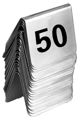 Tischnummernschilder aus Edelstahl, 50 Stück, doppelseitig