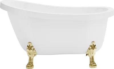 Produktbild von Freistehende Retro-Badewanne mit goldenen Löwenfüßen - 200 l - 145 x 74 x 77 cm - Weiß - NISOS