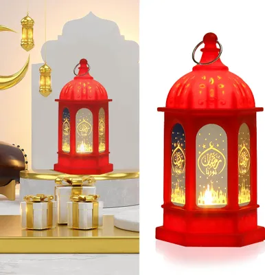 Produktbild von 1 Stück Ramadan Deko Laterne Eid Mubarak Dekoration Led Kerze Laterne Muslimische Islam Marokkanische Hängende Lampe Party Tischdeko