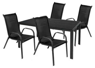 Produktbild von 5tlg Gartenmöbel Garnitur Sitzgruppe Essgruppe Tisch Stuhl 160x90cm