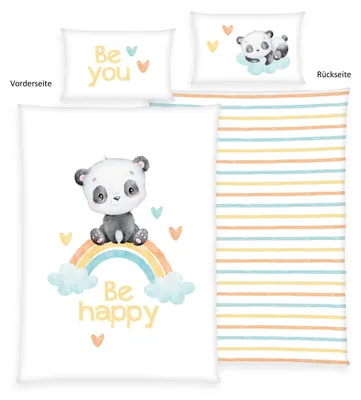 Produktbild von Regenbogen Panda Flanell-Bettwäsche" Green"