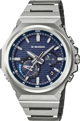 A close-up, studio shot of a men's G-Shock G-steel watch.