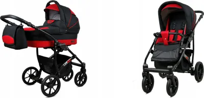 Produktbild von BabyLux® Largo | 2in1 Kinderwagen Set | Black Red | Kombikinderwagen | Kinderwagenset | Buggy +
