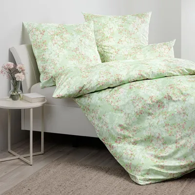 Produktbild von Janine Mako-Satin Bettwäsche Milano 45127-06 grün rosa 135x200 cm + 80x80 cm
