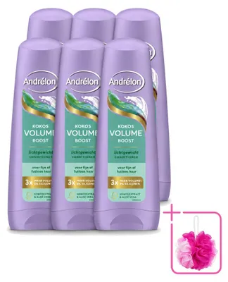 Immagine prodotto di 6 flaconi di balsamo volumizzante Andrélon al cocco, 200 ml ciascuno, confezione risparmio, 6 pezzi