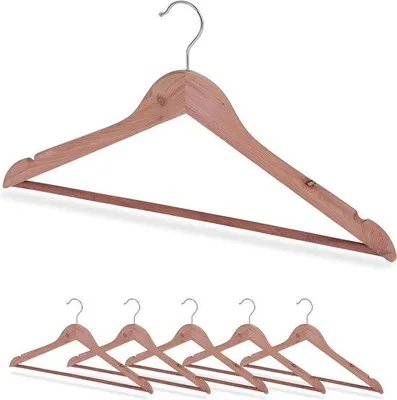 Immagine prodotto di 6 appendiabiti in legno di cedro 44 cm - contro le tarme - design elegante con tacche - appendiabiti in legno naturale