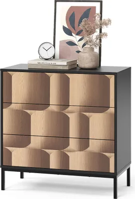 Zdjęcie produktu dla Komoda Vicco Eliza Czarny/dąb 80 x 81.2 cm z 3 szufladami, Model 55179