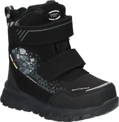 Produktbild von American Club Hl203 Kinder Winterstiefel Softshell mit Klettverschluss | Gefüttert mit Fleece | Wasserdicht, Rutschfest & Warm | hochwertig Winterschuhe Schwarz 26