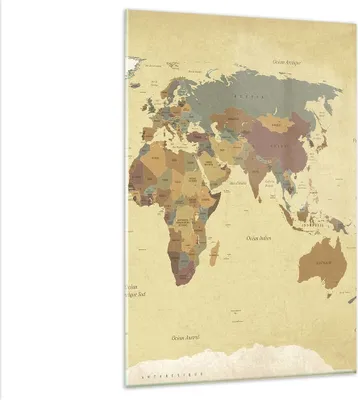Produktbild von Bilder auf glas - Einteilig - Karte Welt Land - 80x120cm - Glasbilder - Wandbilder - Bilder - zum Aufhängen bereit - Wanddekoration aus Glas - Glas Bilder - Wandbild auf Glas - GPA80x120-3861