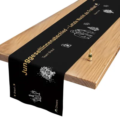 Zdjęcie produktu dla Bieżnik na stół, urodziny, 180 x 35 cm, czarny, złoty