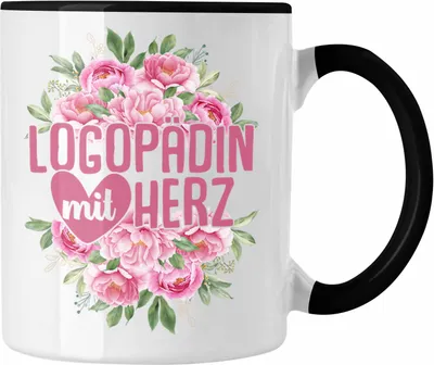 Produktbild von Trendation - Logopädin Mit Herz Tasse Geschenk Logopädie Logopäde (Schwarz)
