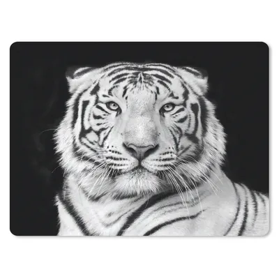 Produktbild von MuchoWow® Mauspad Mousepad Tiger - Schwarz - Weiß - Porträt - Tiere 40x30 cm - Mousepads - Maus Mat - Pad - Mausunterlage - Anti Rutsch