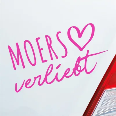 Produktbild von Auto Aufkleber Moers verliebt Herz Stadt Heimat Liebe Car 19x10 cm Pink Sticker Heckscheibenaufkleber