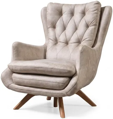 Zdjęcie produktu dla Duża, beżowa sofa Chesterfield, zestaw 3+3+1 miejscowy, skóra, drewno, nowoczesny styl