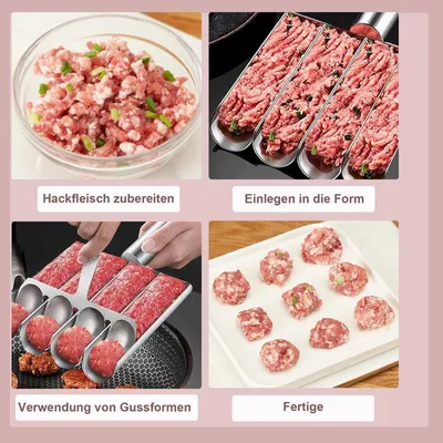 Edelstahl Fleischbällchen Maker mit 4 Röhren für die Küche