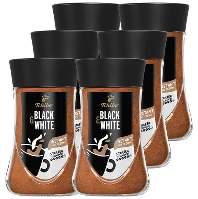 Produktbild von Tchibo Black&White Instantkaffee Vorratspack Maxipack, 1.080g – 6 x 180g, löslicher Bohnenkaffee, koffeinhaltig